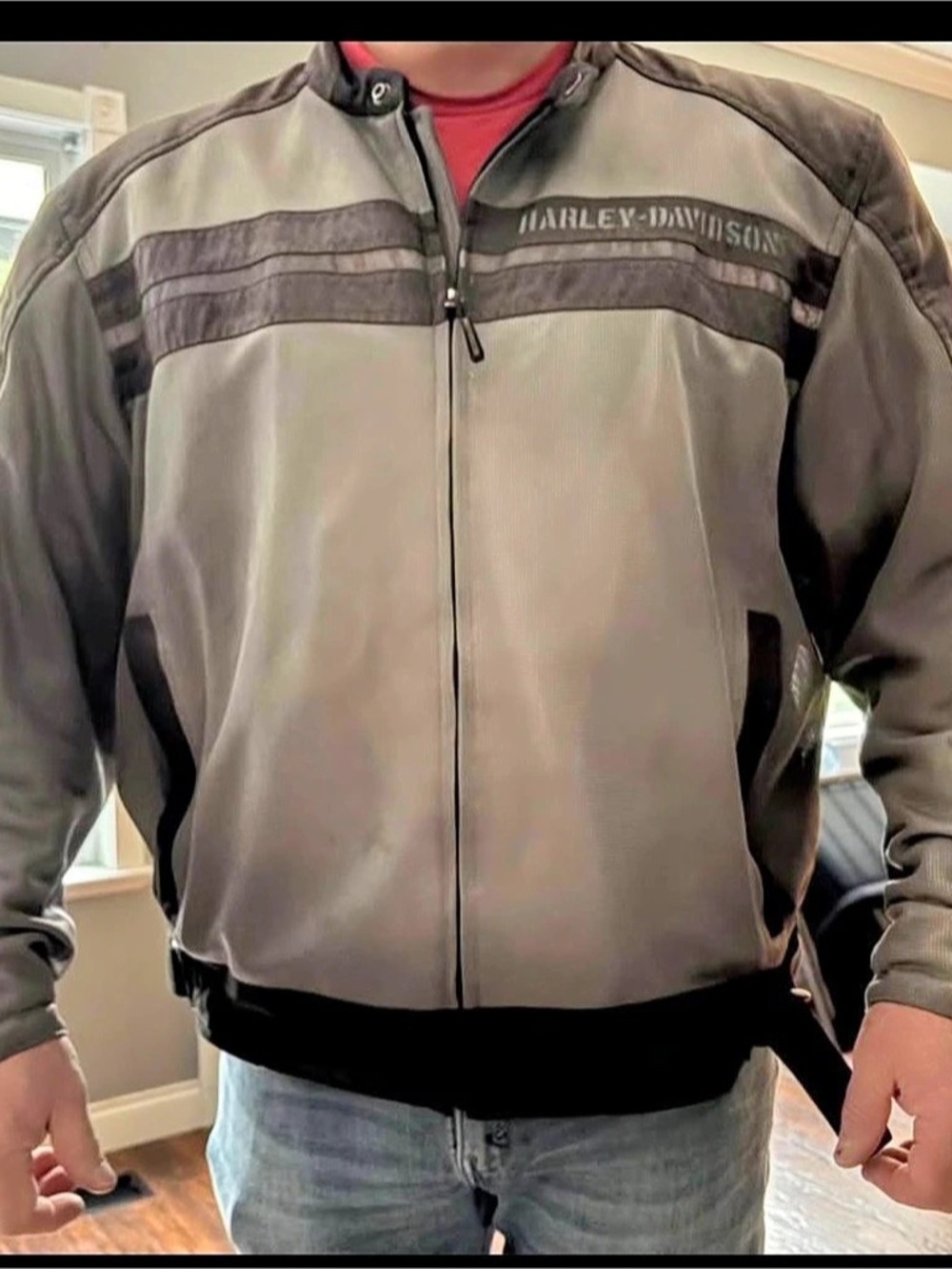 Harley-Davidson Men's Mesh Riding Jacket Grey Gray & Black Motorcycle Jack